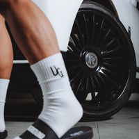 White UG Logo Mid Socks
