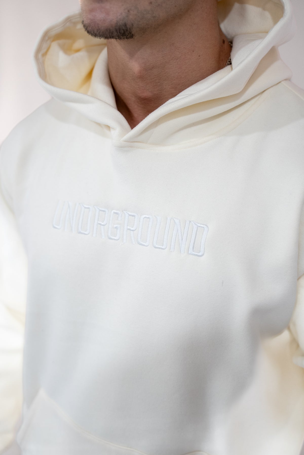 Cream/Off White Hoodie " Moving In Silence " Collection