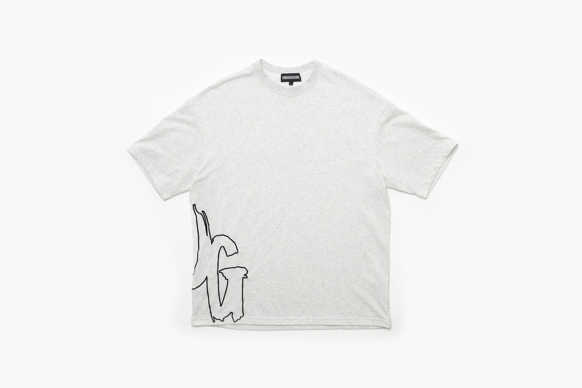 CODE OF SILENCE TEE- (WHITE MARL/BLACK)