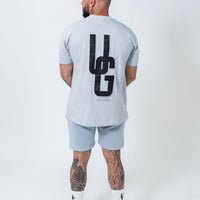 Powder Blue Double Print Cotton Shorts