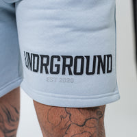 Powder Blue Double Print Cotton Shorts