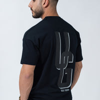 Black Double Print Box Fit Tee