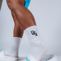 White UG Logo High Socks