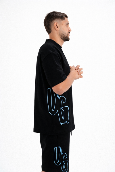 CODE OF SILENCE TEE- (BLACK/CLOUD BLUE)