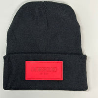 Red Patched Cotton Beanie