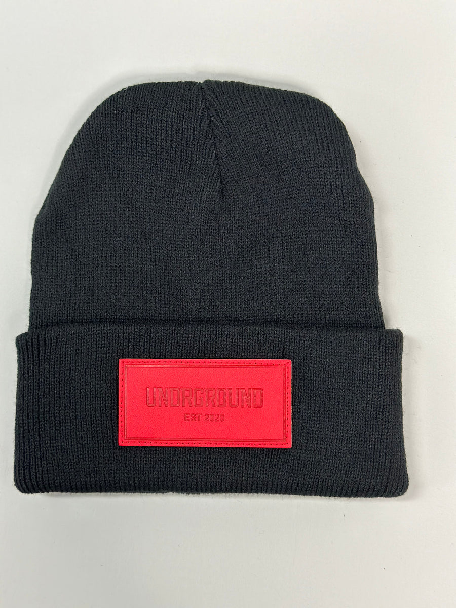 Red Patched Cotton Beanie