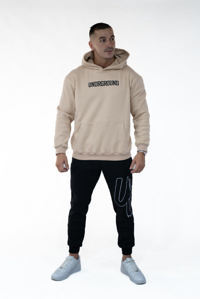 Tan/Black Hoddie " Moving In Silence " Collection