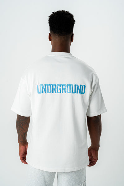 EMPIRE TEE- (WHITE/BLUE)