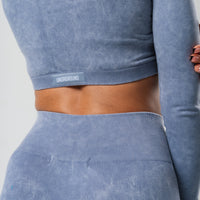 Marble Grey Long Sleeve Zip Crop