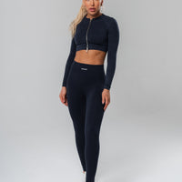 Washed Out Black Long Sleeve Zip Crop