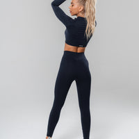 Washed Out Black Long Sleeve Zip Crop