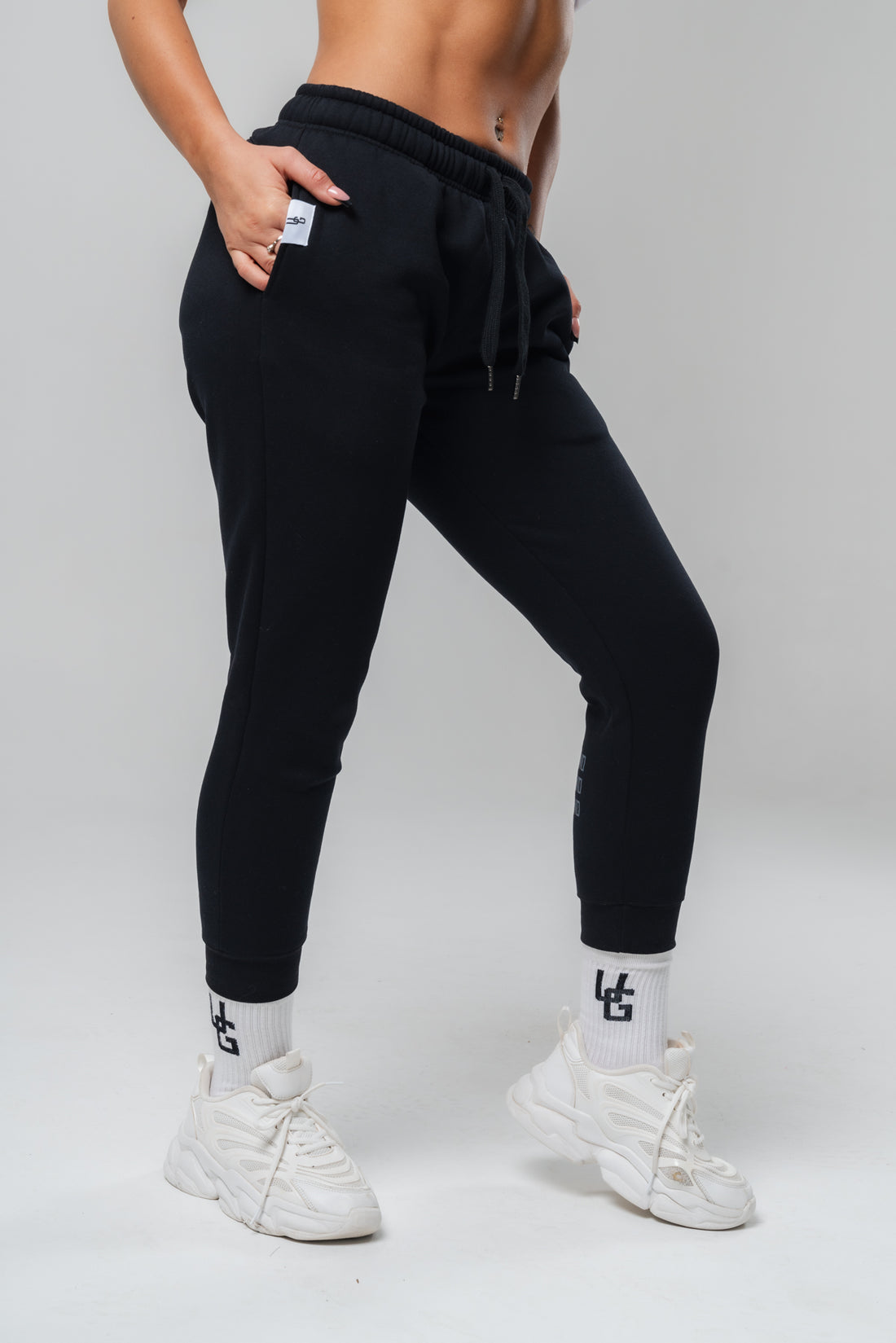 Reflective Black Tapered Joggers