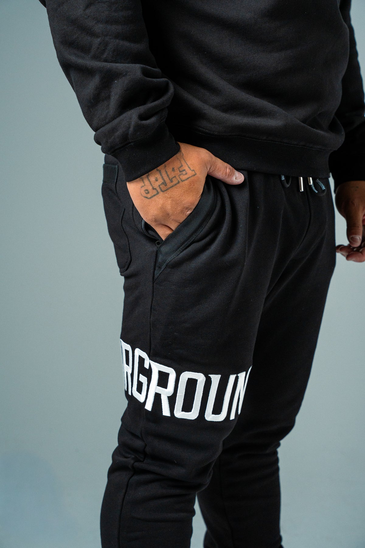 Black 3D Embroidered Trackpants