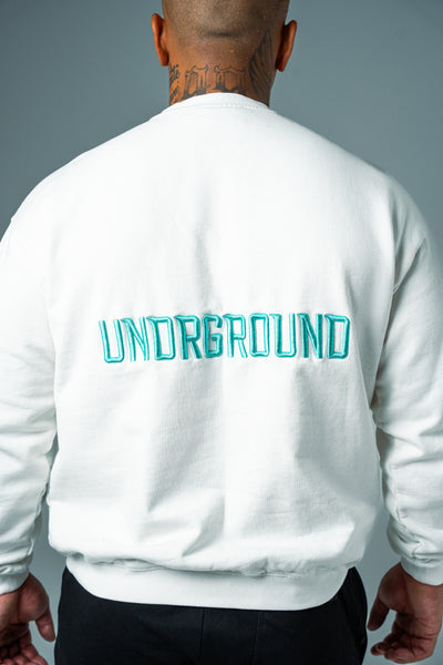 RELAXED FIT CREW (WHITE/TIFFANY)