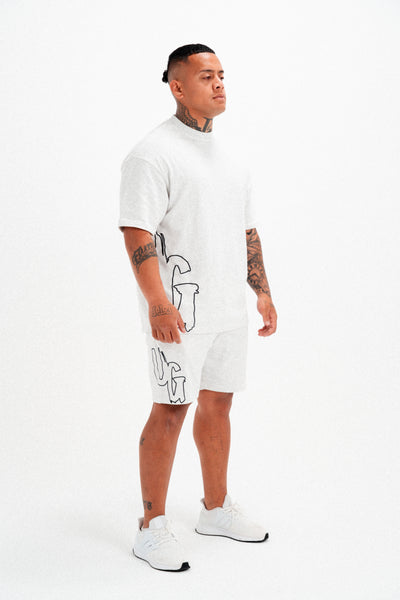 CODE OF SILENCE SHORTS- (WHITE MARL/BLACK)