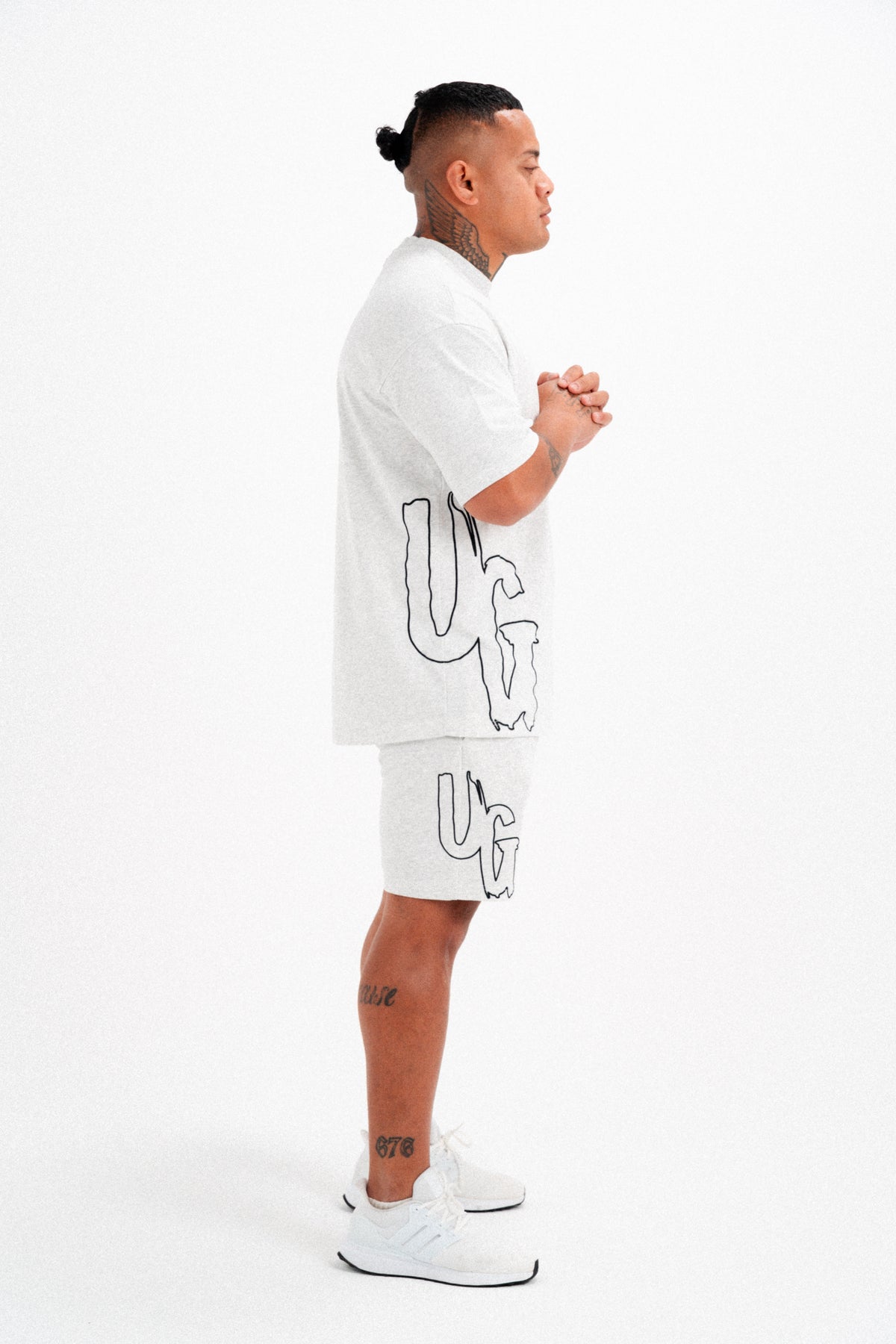CODE OF SILENCE TEE- (WHITE MARL/BLACK)