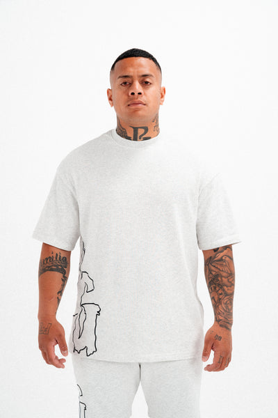 CODE OF SILENCE TEE- (WHITE MARL/BLACK)