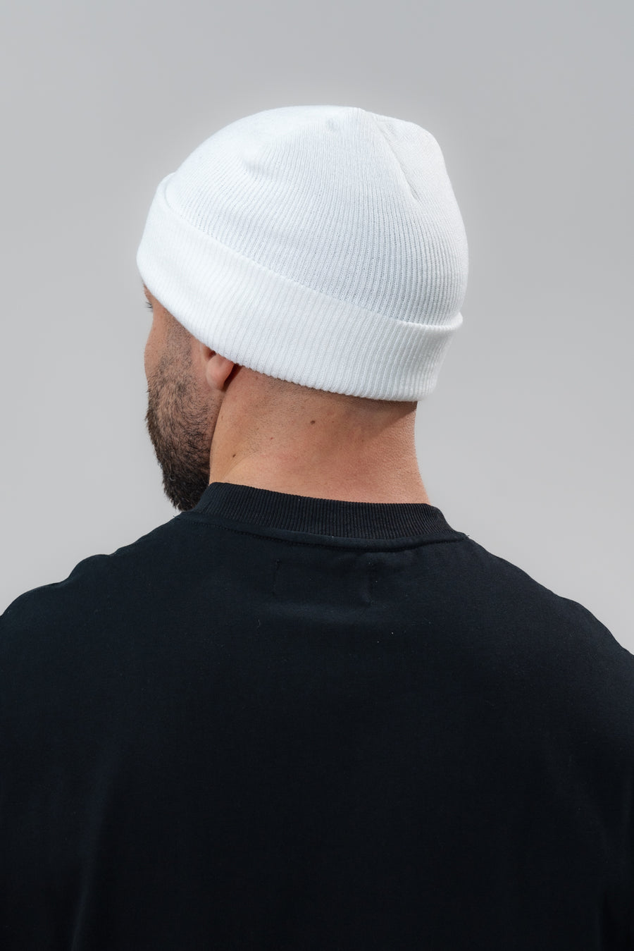 Unisex White Patched Cotton Beanie