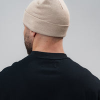 Taupe Patched Cotton Beanie