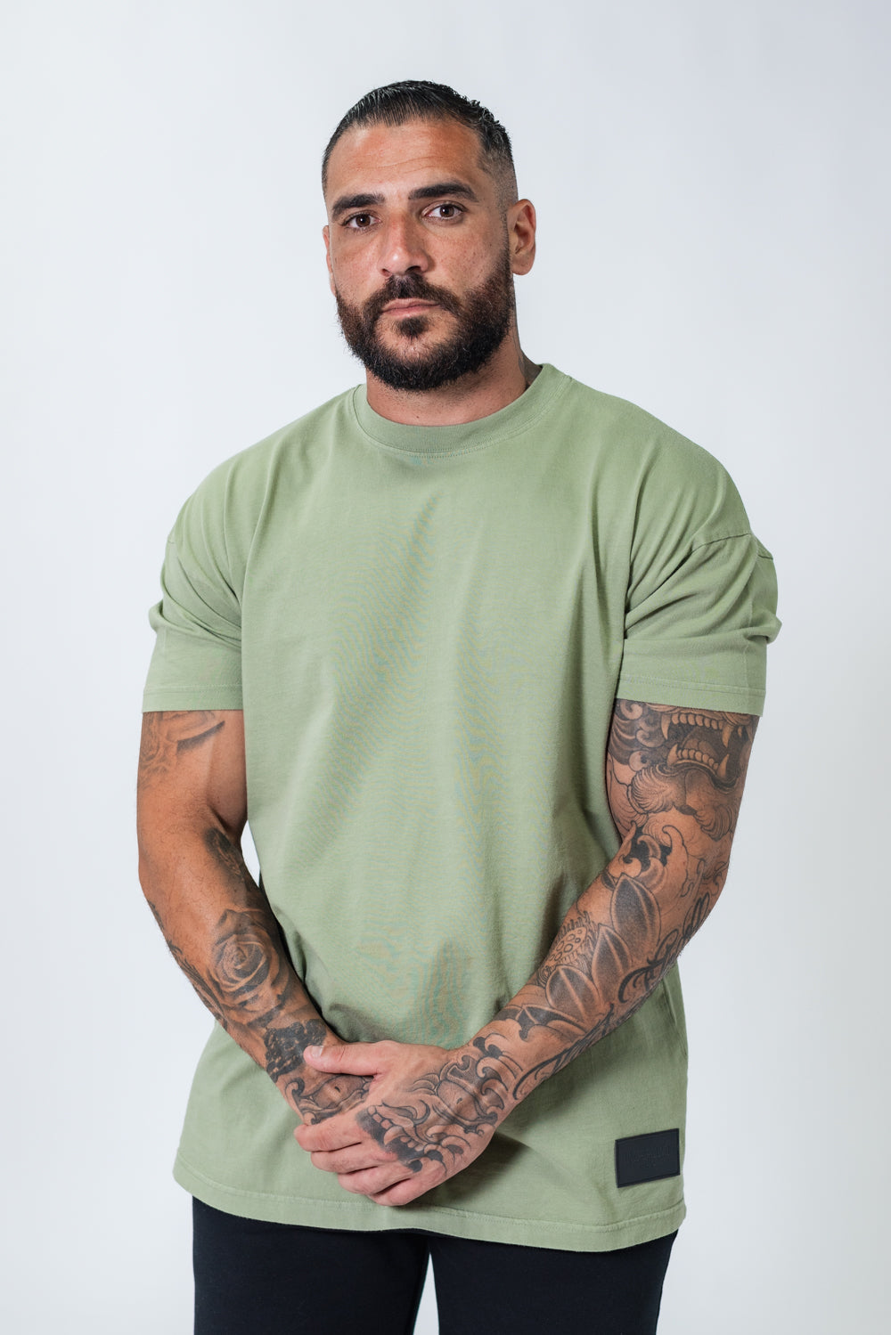 Khaki Oversized Box Fit Tee