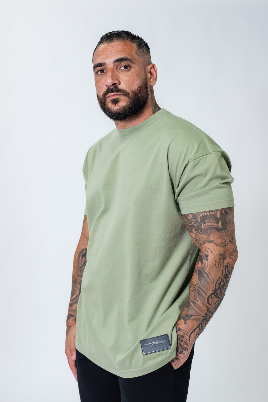 Khaki Oversized Box Fit Tee