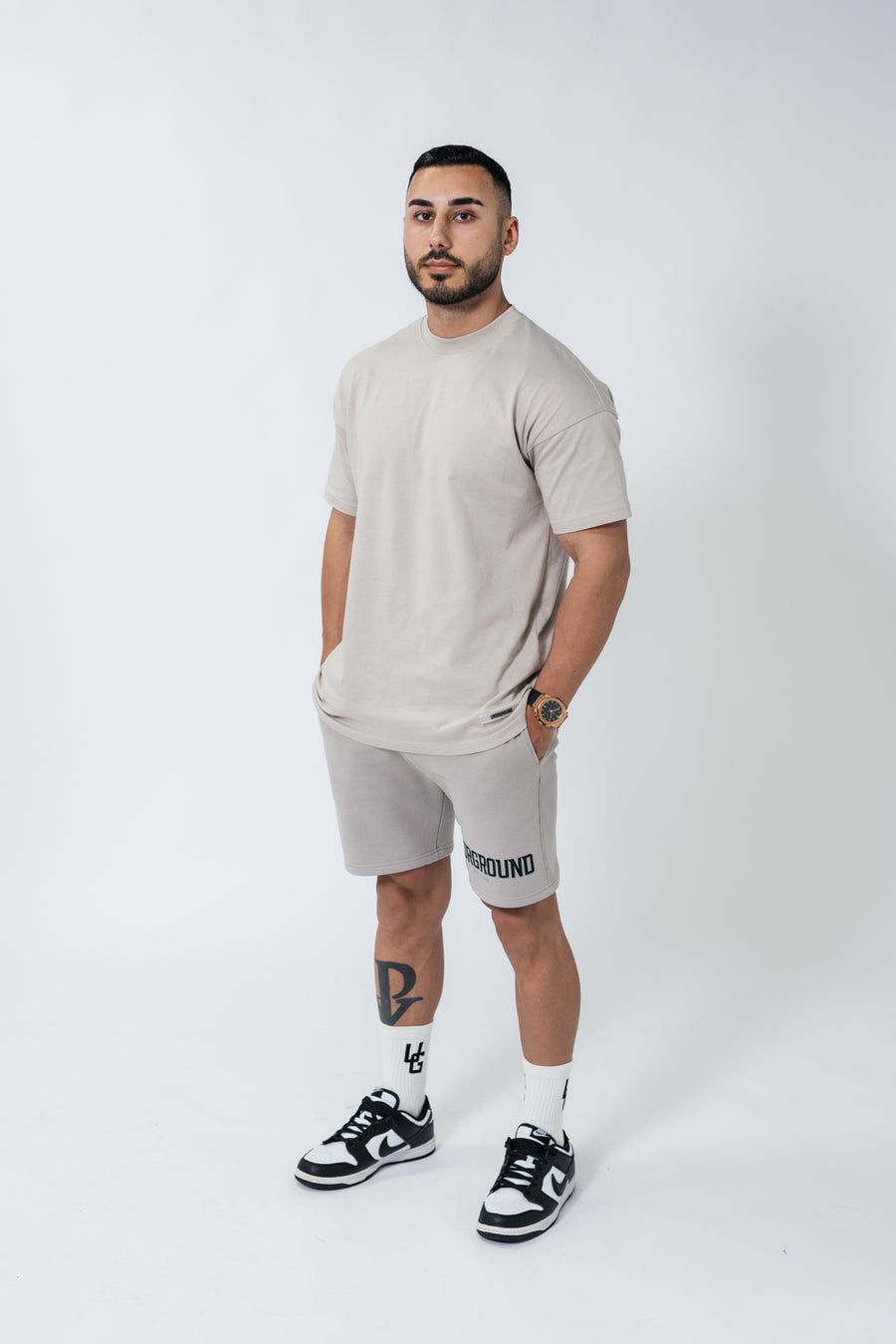 Taupe Double Print Box Fit Tee