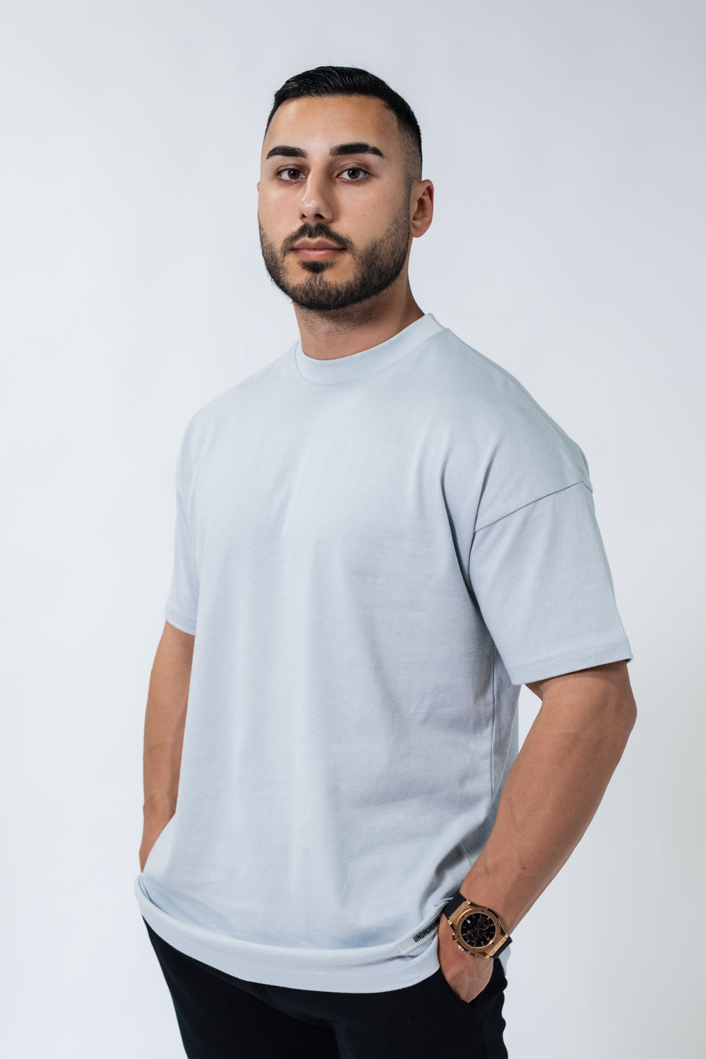 Powder Blue Double Print Box Fit Tee