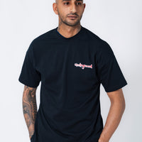 Black/Red Leather Patch Tee