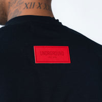 Black/Red Leather Patch Tee