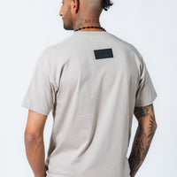 Taupe/Blk Leather Patch Tee