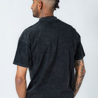 Black Acid Wash Puff Print Tee