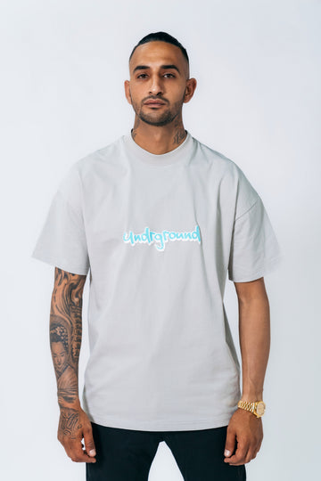 Undrground Off Grey Puff Print Tee