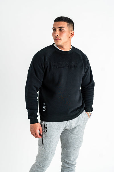 BLACK EMBOSSED CREW NECK