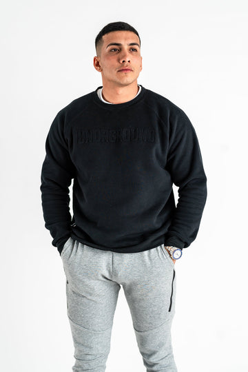 Black Embossed Crew Neck