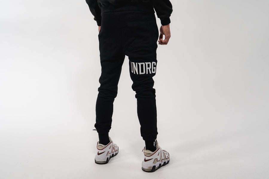 Black 3D Embroidered Trackpants