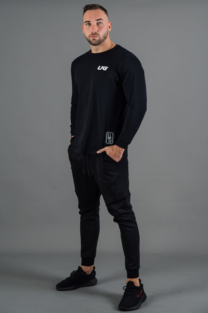 Crew Neck Long Sleeve Black/White