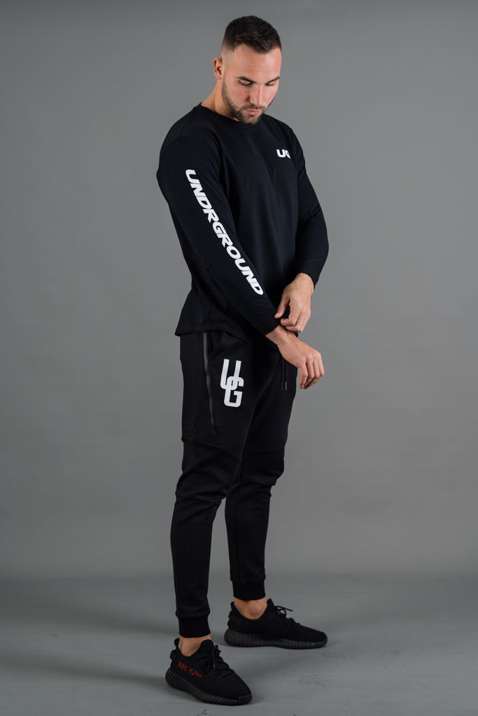 Crew Neck Long Sleeve Black/White