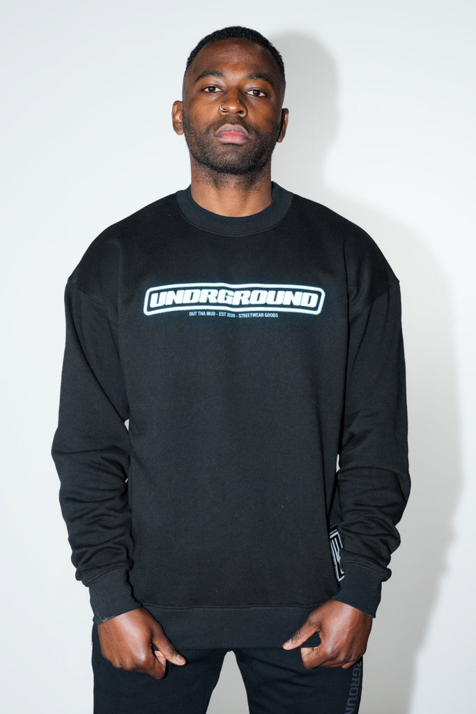 Black/White/Blue Crew Neck Jumper