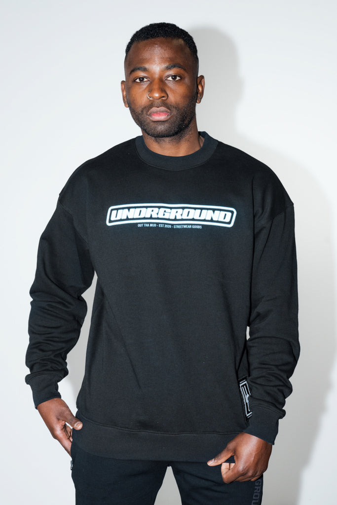 Black/White/Blue Crew Neck Jumper