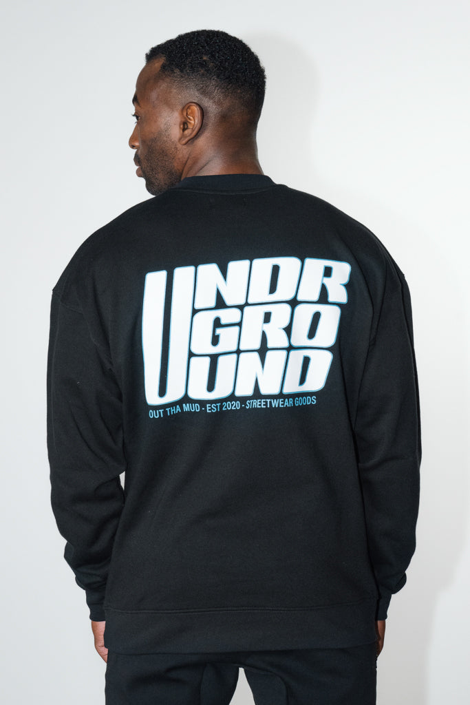 Black/White/Blue Crew Neck Jumper