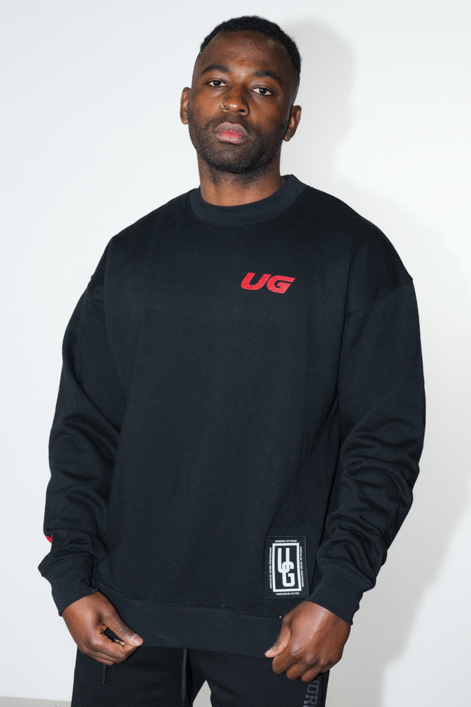 Crew Neck Jumper Black/Red