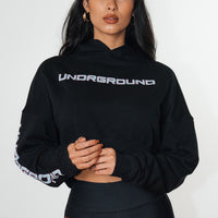 Loose Fit Crop Hoodie Black/Blue