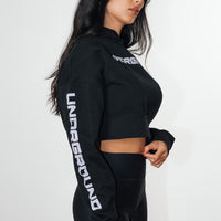 Loose Fit Crop Hoodie Black/Blue