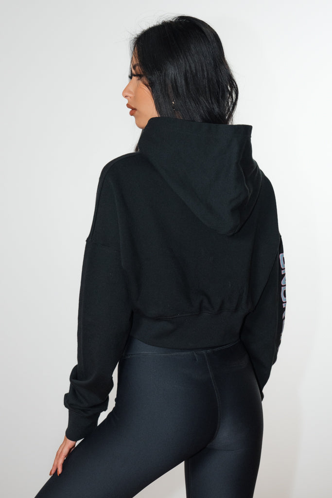 Loose Fit Crop Hoodie Black/Blue