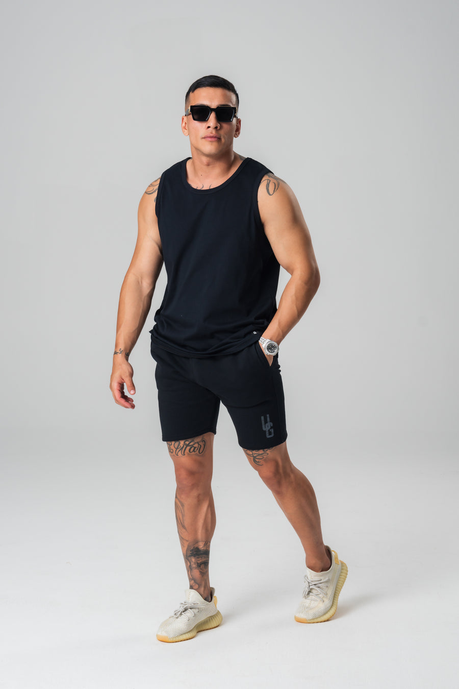 Mens Cotton Singlet Black