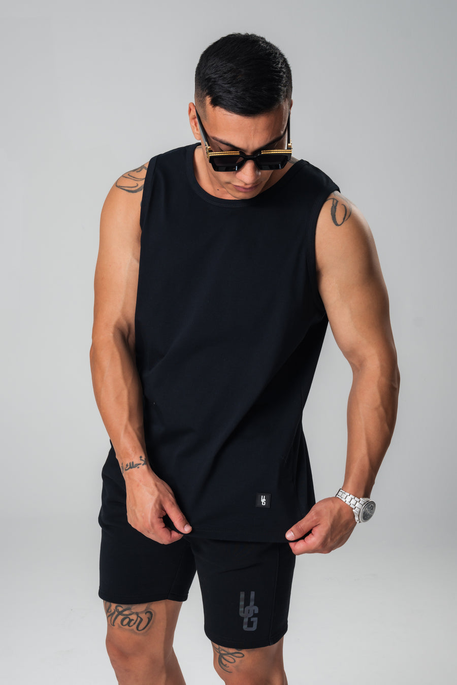 Mens Cotton Singlet Black