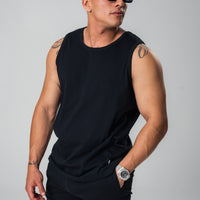 Mens Cotton Singlet Black