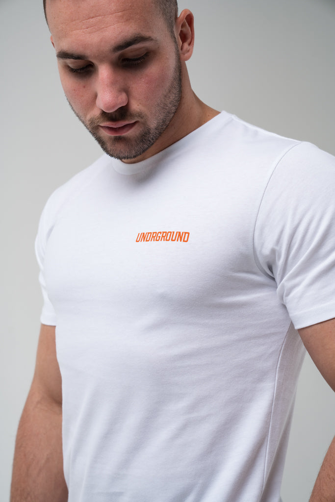 Straight Tee x White/Orange