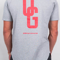 Curved Tee Red Logo x Grey