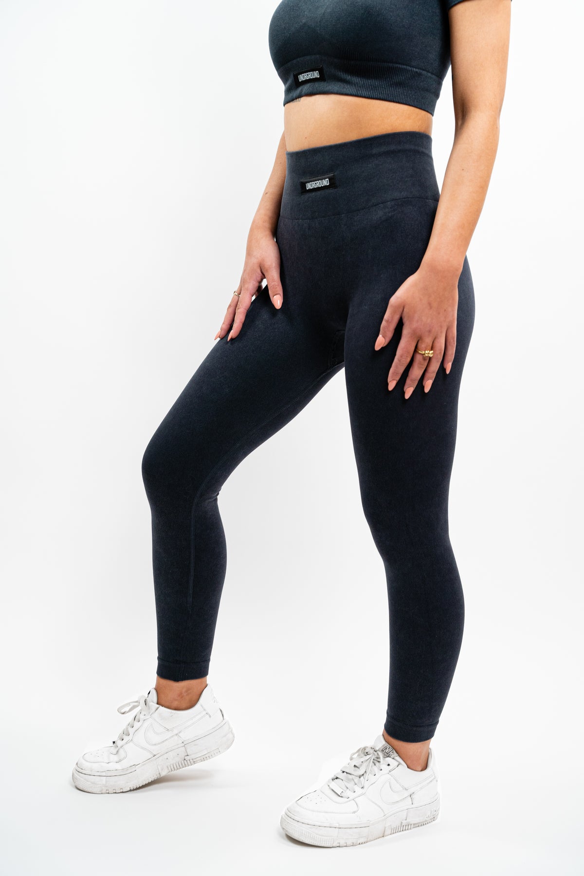 Washed Out Black Seamless Tights